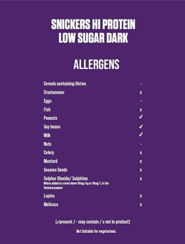SNICKERS HIGH PROTEIN BAR LOW SUGAR DARK 57G
