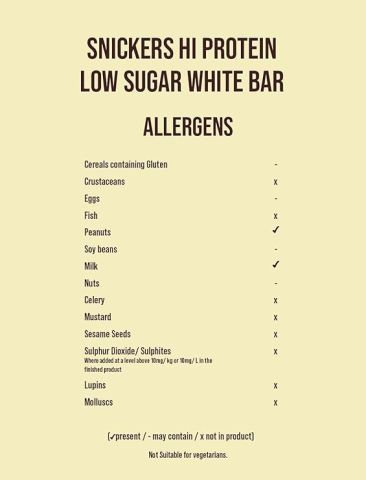 SNICKERS HIGH PROTEIN BAR LOW SUGAR WHITE 57G