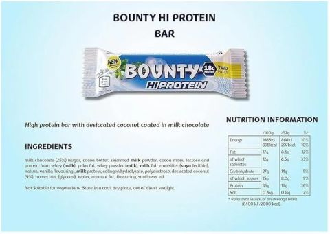 BOUNTY HIGH PROTEIN BAR COCONUT 52G