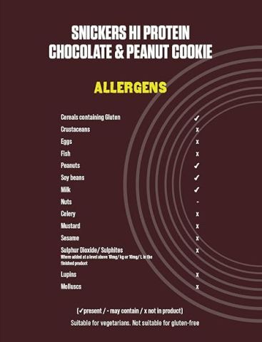 SNICKERS HIGH PROTEIN CHOCOLATE & PEANUT COOKIE 60G