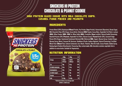 SNICKERS HIGH PROTEIN CHOCOLATE & PEANUT COOKIE 60G