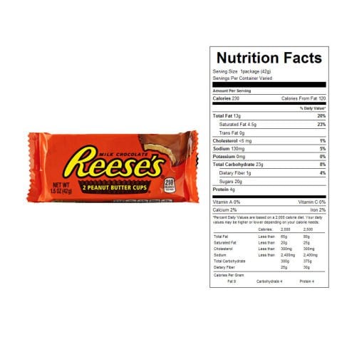 REESE'S 2 PEANUT BUTTER CUPS  42G