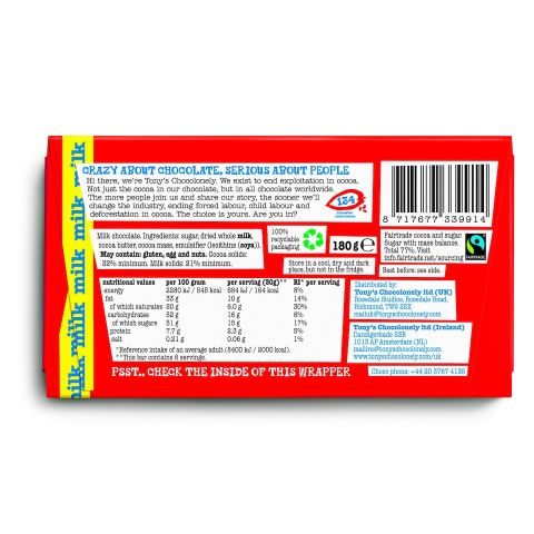 TONYS MILK CHOCOLATE 180G