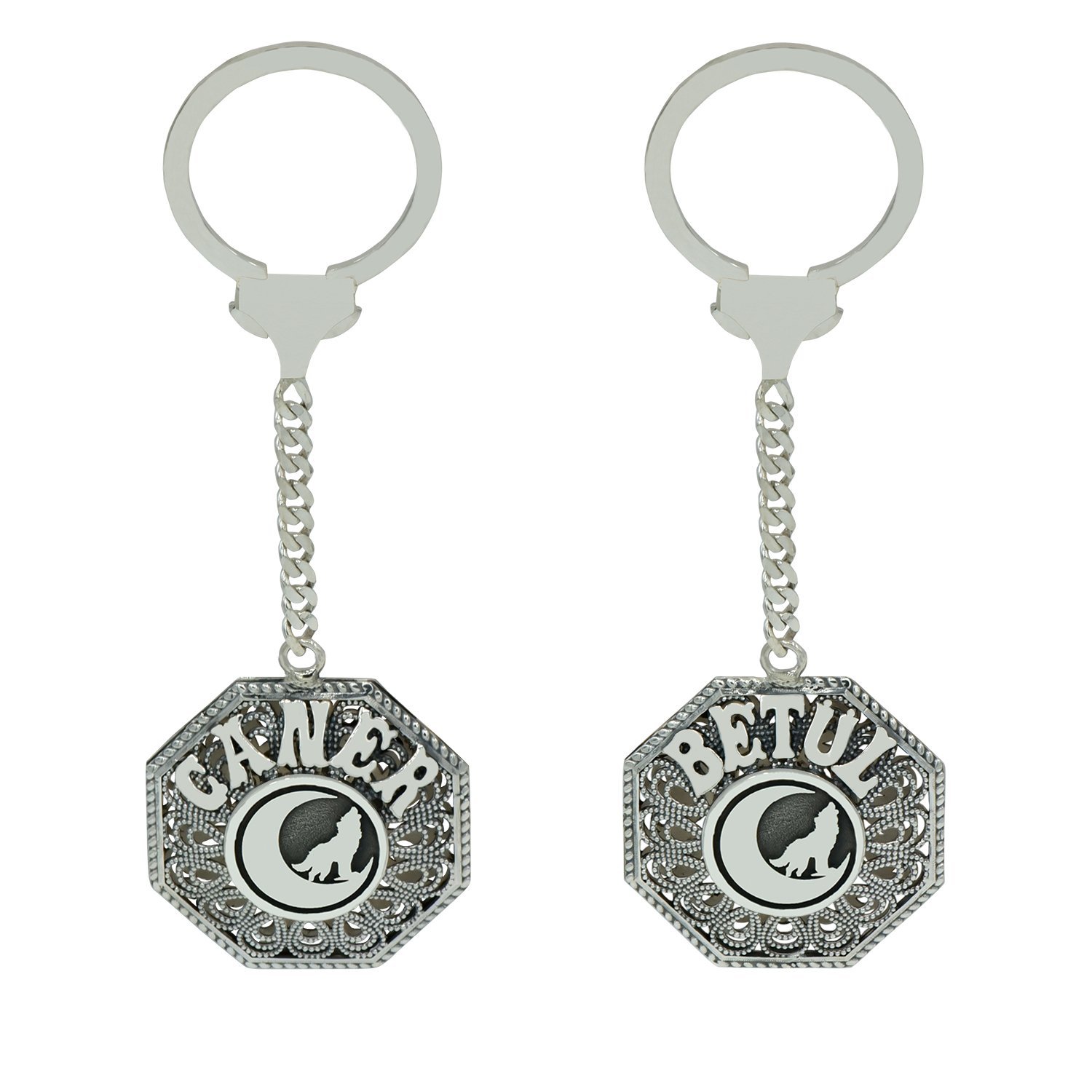 Gümüş Hilal Bozkurt Logolu Telkari İsimli Anahtarlık
