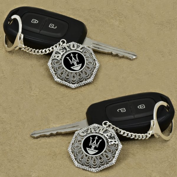 Gümüş Maserati Logolu Telkari İsimli Anahtarlık