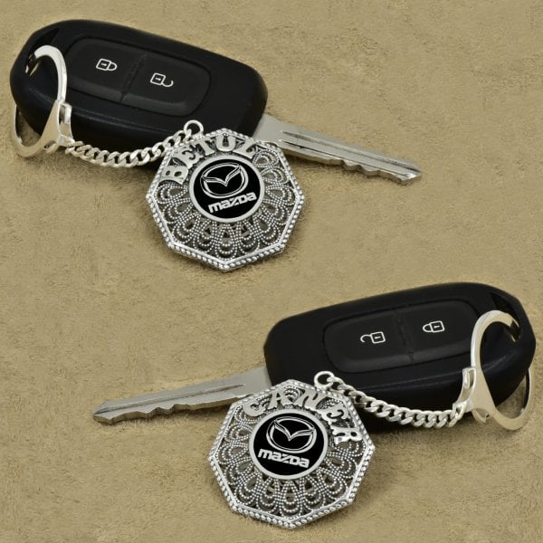 Gümüş Mazda Logolu Telkari İsimli Anahtarlık