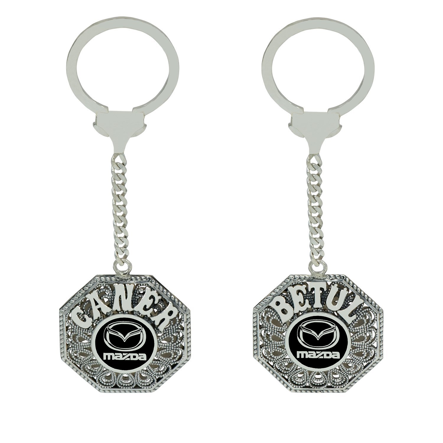 Gümüş Mazda Logolu Telkari İsimli Anahtarlık