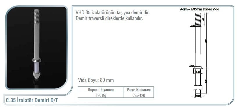 C.35 İzolatör Demiri D/T