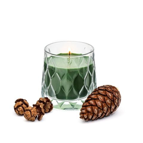 Yılbaşı Kristal Cam Bardak Yeşil Apple&Cinnamon Kokulu Vegan Mum