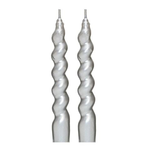 2li Twirl Glow Gümüş Şamdan Mum Seti (18 cm)