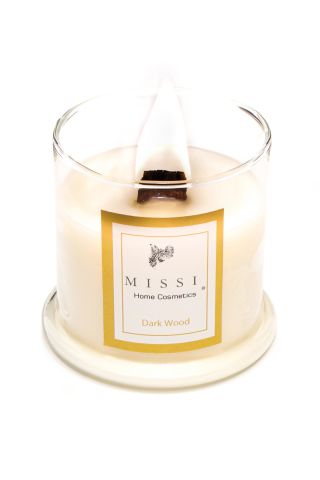 Üfleme Cam Ahşap Fitilli Dark Wood Vegan Mum(140 gr)