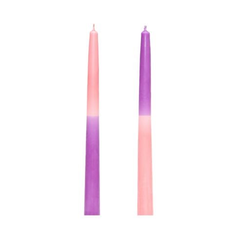 2'li Pembe-Mor Konik Şamdan Mum Seti
