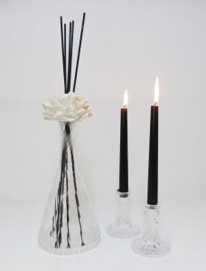 MİSSİ XL İNCE ÖZEL DOKULU CAM VAZO SİYAH UZUN ÇUBUKLU DARK AMBER ODA KOKUSU
