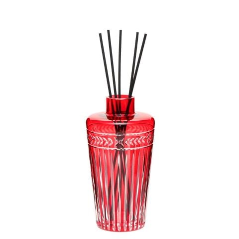Kırmızı Kristal Kesme Cam Şişe Black Vanilya Oda Kokusu (23 cm)