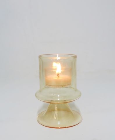 MİSSİ AYAKLI AMBER CAM MUMLUK VE TEALIGHT SETİ