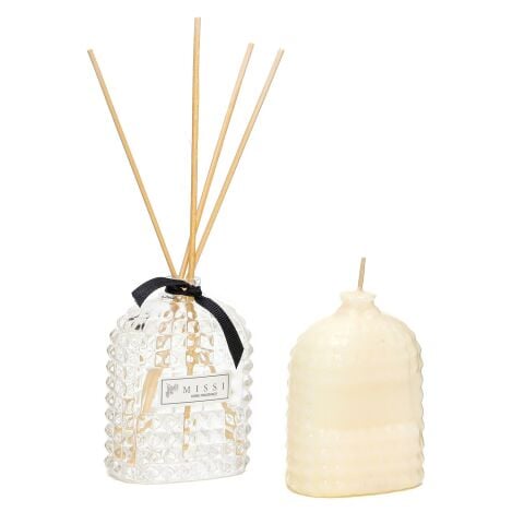 100 ml Oval Kristal Cam Şişe Black Vanilya Oda Kokusu ve Mum Seti