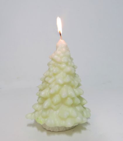 Dekoratif Ekru Çam Ağacı Mum(17 cm)