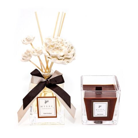 220 ml Dark Amber Oda Kokusu ve Vegan Mum Seti