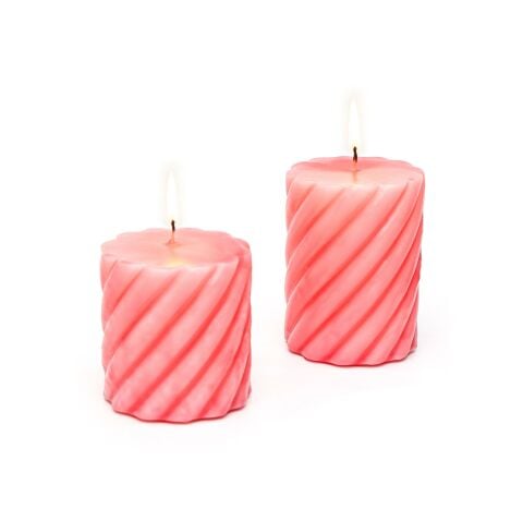 Pembe 2li Spiral Blok Mum Seti