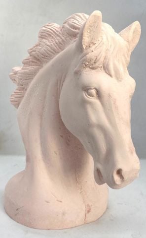 MİSSİ BEYAZ GÜL KOKULU PEMBE DEKORATİF AT SERAMİK TAŞ/HEYKEL