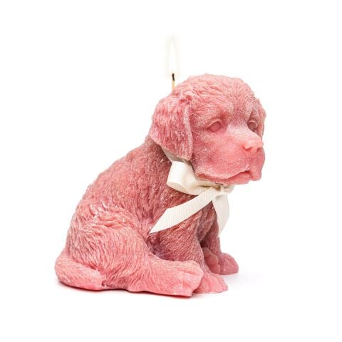 Dekoratif Pembe Köpek Mum