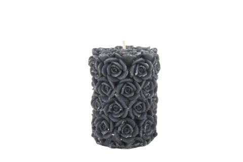 MİSSİ 7X8 CM GÜL KABARTMALI ANTRASİT MUM