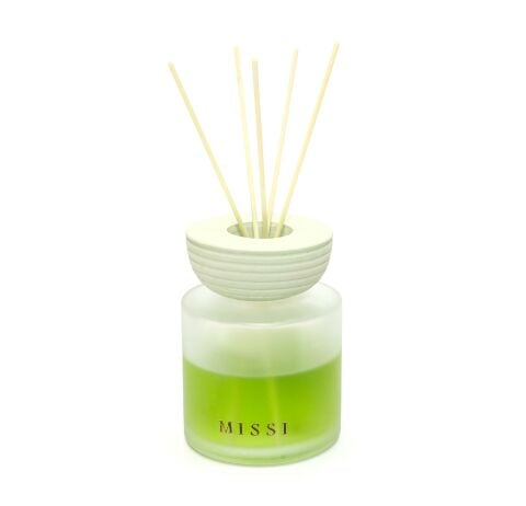 200 ml Yeşil Buzlu Cam Şişe Seramik Taş Aksesuarlı White Jasmine Oda Kokusu