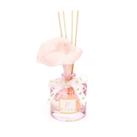 200 ml Pembe Şişe Gala Çiçek Taş Çubuklu Iris Pudra Oda Kokusu