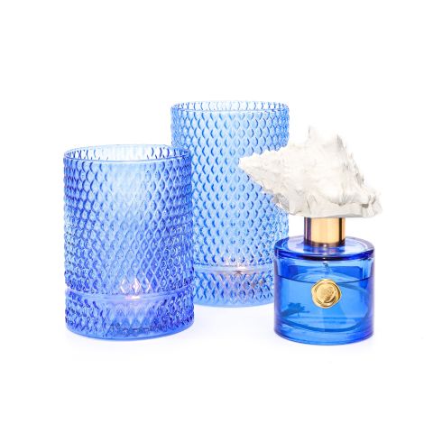 Saks Mavisi Diamond Cam Vazo/Mumluk (14 cm)