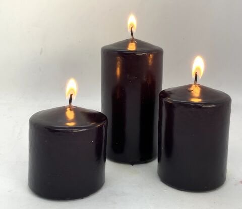 3lü Siyah Silindir Mum Seti (5,5 cm-7,5 cm-10 cm)