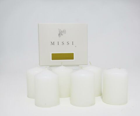 MİSSİ 6LI EKRU MUM SETİ (4X6 CM)