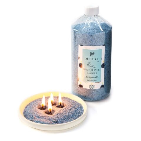 Yaratıcı İnci Tozu Aqua Mediterian Kokulu Mavi Renk Mum (30 adet fitil ile birlikte)-400 gr