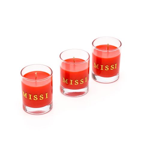 3lü Spice Orange Kokulu Kırmızı Shot Bardak Vegan Mum Seti