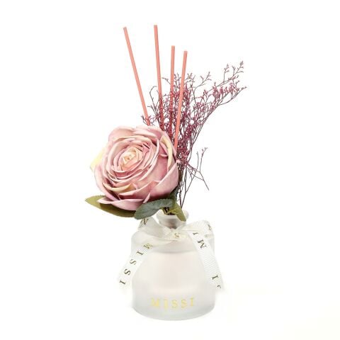 200 ml Buzlu Cam Şişe Pembe Gül Dekorlu Iceflowers Oda Kokusu