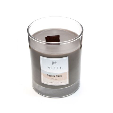 Ahşap Fitilli Black Orchid Kokulu Gri Çıtırtılı Vegan Mum (Crackling)