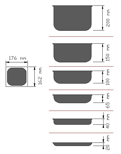 Bilge Inox GN 1/6 Paslanmaz Çelik Standart Gastronorm Küvet