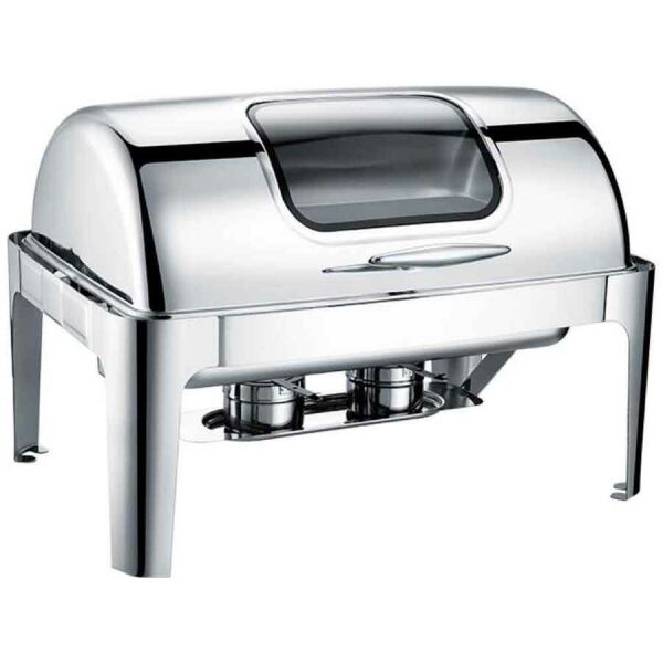 Epinox Roll Top Kapaklı Camlı Chafing Dish, 9 L