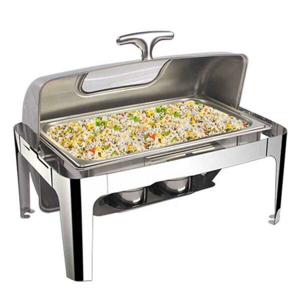 Epinox Roll Top Kapaklı Camlı Chafing Dish, 9 L