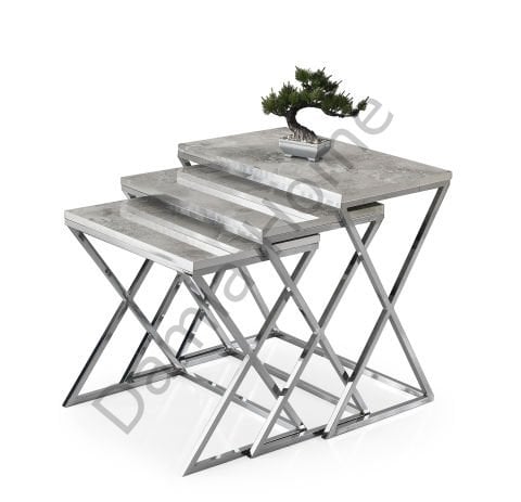 Çapraz Zigon Sehpa - Gümüş/Rambla High-Gloss