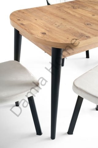 Venüs Masa Sandalye Takımı - Çam/Siyah