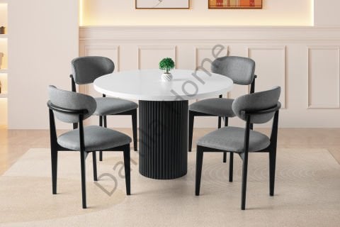 Nova Masa Sandalye Takımı - Beyaz/Siyah