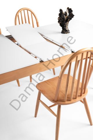 Vizyon Masa Sandalye Takımı - Beyaz/Naturel