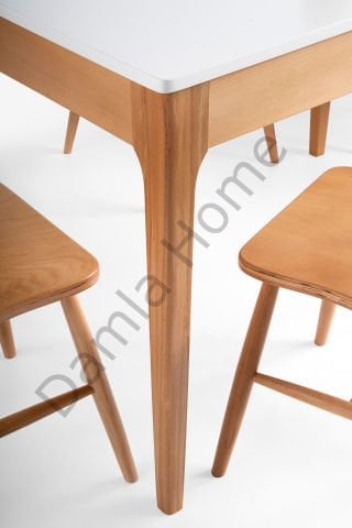Soft Masa Sandalye Takımı - Beyaz/Naturel