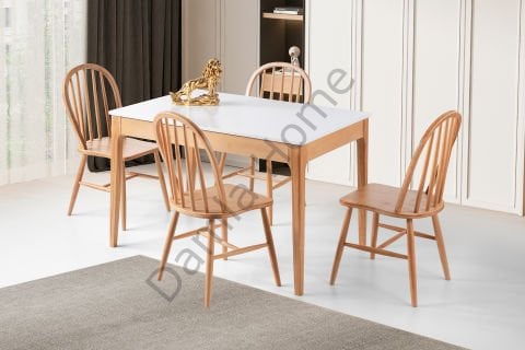 Soft Masa Sandalye Takımı - Beyaz/Naturel