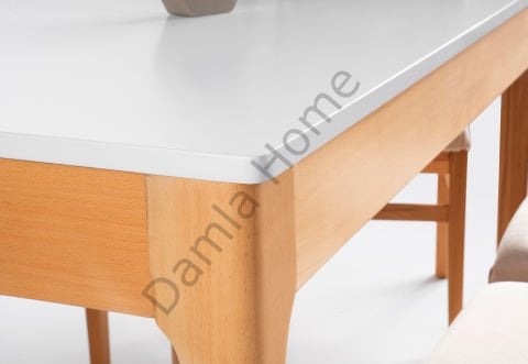 Açelya Masa Sandalye Takımı - Beyaz/Naturel
