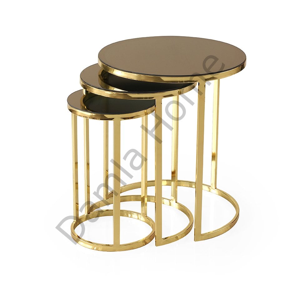 Sedef Zigon Sehpa - Gold/Bronz Ayna