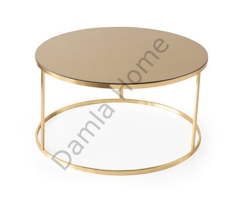 Sedef Orta Sehpa - Gold/Bronz Ayna