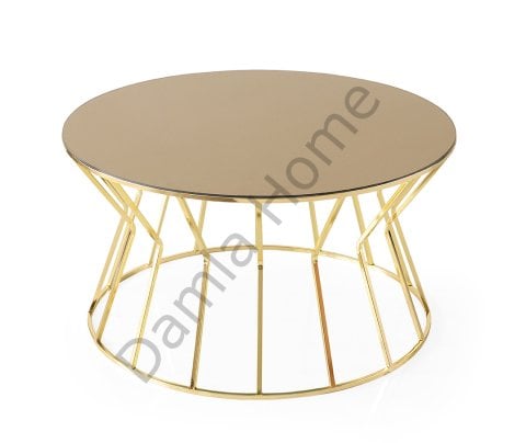 Kum Saati Orta Sehpa - Gold/Bronz Ayna