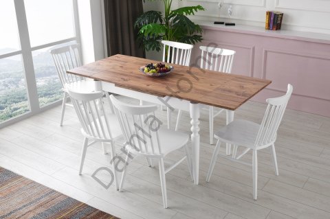 Cunda Masa Sandalye Takımı - Çam/Beyaz