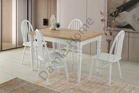 Didim Masa Sandalye Takımı - Meşe/Beyaz